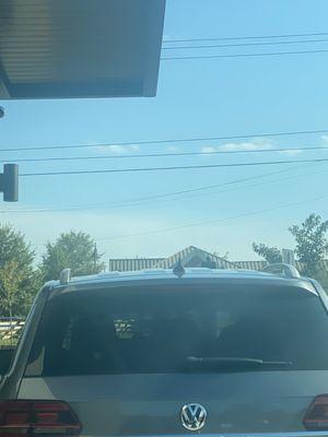 Car in front of me who doesn't understand you're supposed to pull around if your order is not ready and not back up the line.