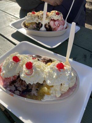 Banana splits with all the best ice cream and sauces made in-house