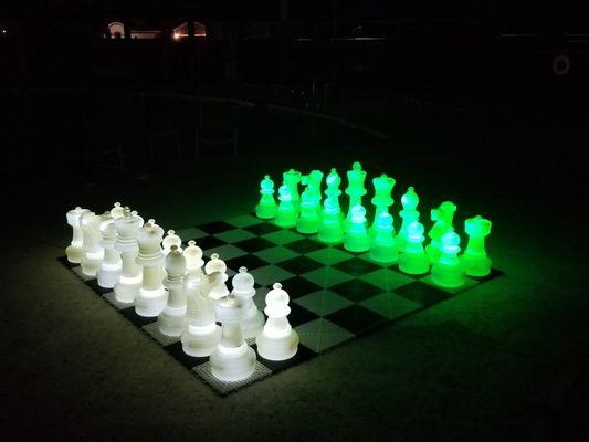 MegaChess Green and White LED 25" Chess Set