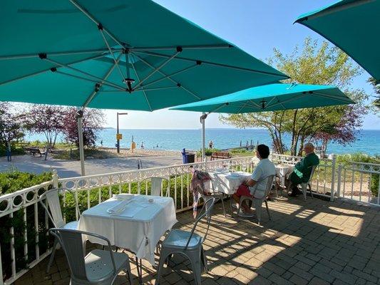 Small outdoor patio with a view