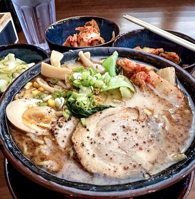 Added kimchi to black garlic ramen