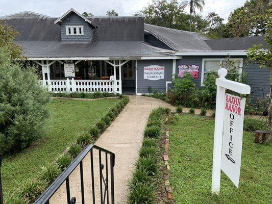 Located straight ahead-- door on right on porch. Sept 2019- no longer Roger's Christmas House