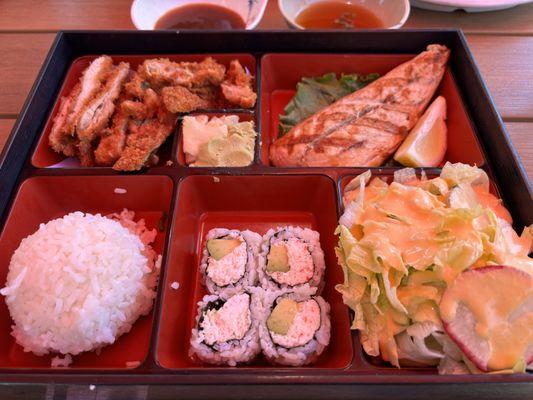 2 item bento with Saba and chicken katsu