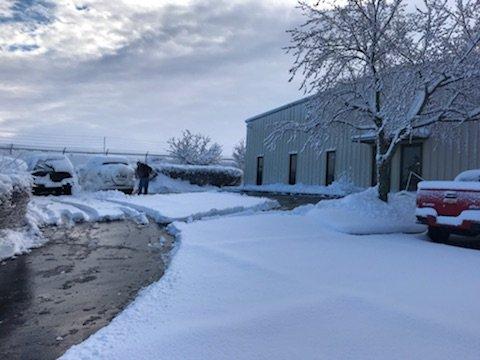 March 2018 Snow Storm parking lot being cleared