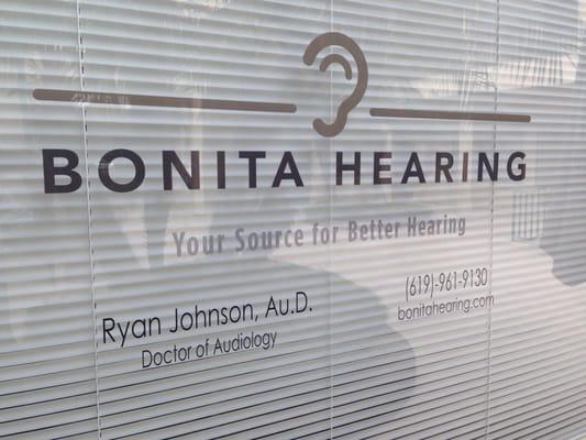 Bonita Hearing, Bonita, CA window sign.