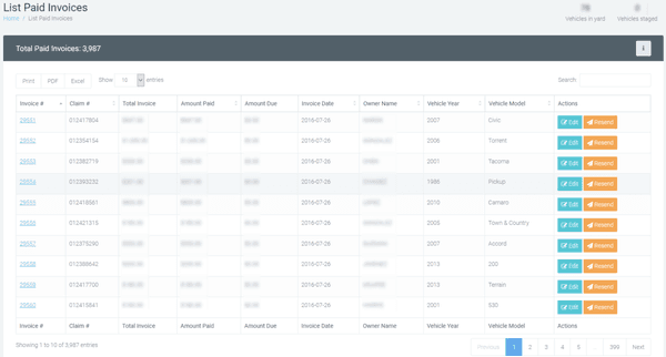 Invoicing system for auto transport company