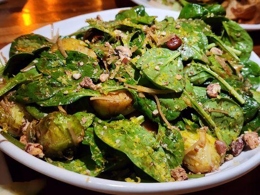 Spinach, Pancetta, and Brussels Salad. So good!