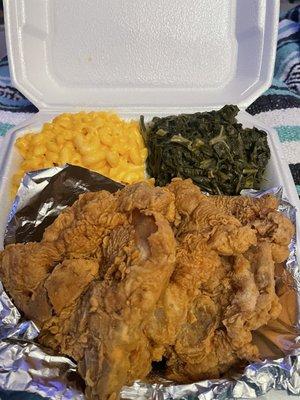 Pork Chops, Mac & Cheese and Collards.