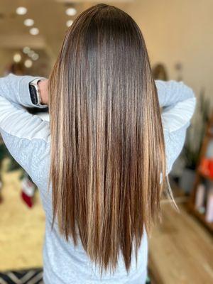 Ribbon balayage and Brazilian blowout