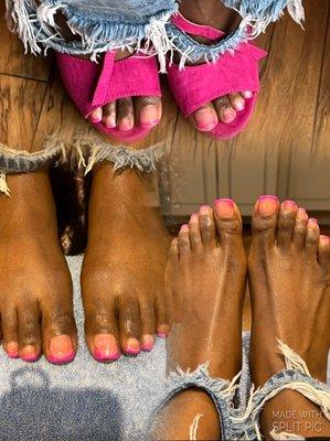 full set pink french toes