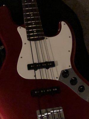 Squier Jazz bass professionally set up and restrung.