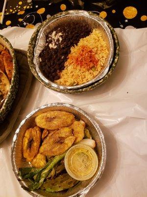 Tostones and rice with beans