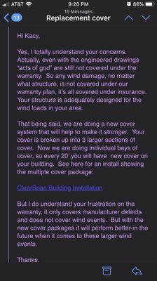 Wind damage that occurred 90mph building rated for is still an "Act of God"!