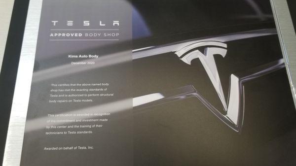 KIMS AUTO BODY is now TESLA Certified!!!