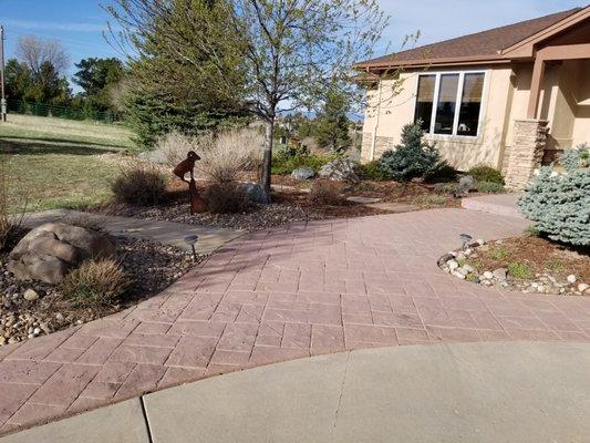 Stamped front sidewalk area