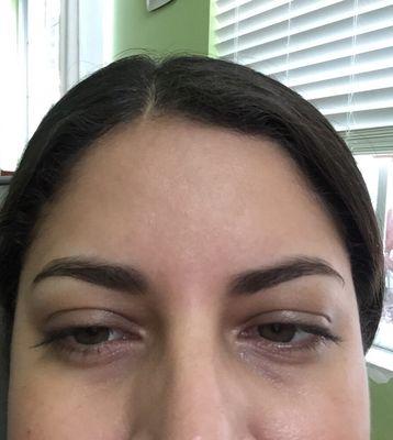 KT did my eyebrows and I truly enjoyed the painless and quick technique. She "cleaned" the edges and kept my shape all for $12 + tip.