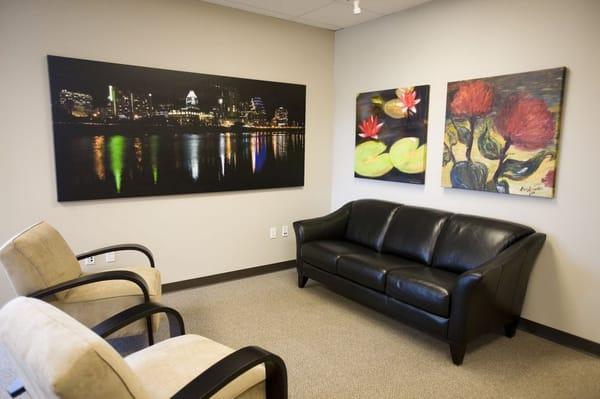 Really Big Canvas: 8'x3.5' Austin skyline and 3'x3' Lily pads make for luxurious and hip looking vintage-modern art.