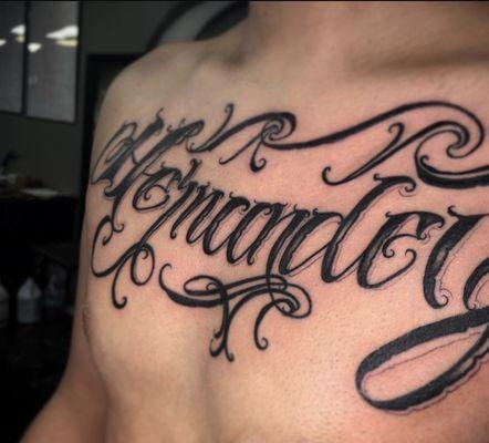 chest tattoos lettering