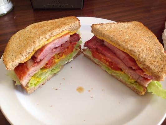 Ham off the bone.... Pretty good ham and cheese sandwich, on wheat.