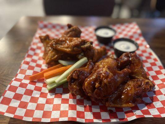 12 piece wings 1/2 BBQ 1/2 buffalo