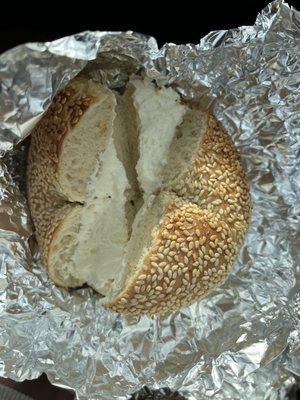 sesame bagel with cream cheese