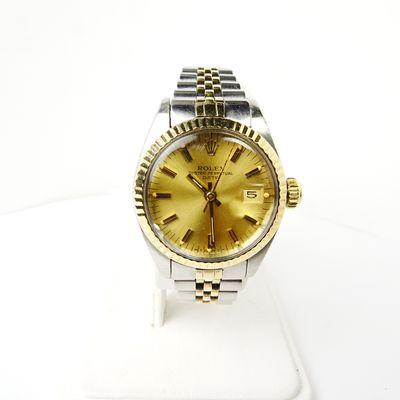 Rolex ladies Date Just, steel and gold, $1500