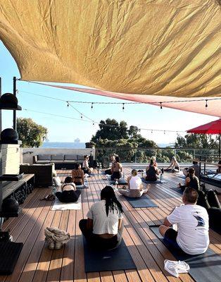 Rooftop yoga and WINE NIGHT!! Say what??