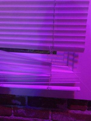 Broken blinds. Front window. (My lighting not theirs)