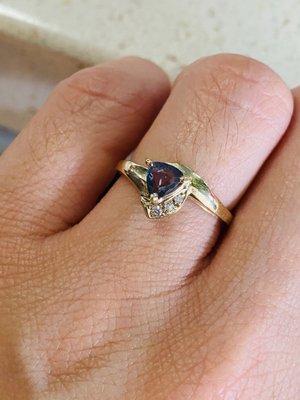 Custom Amethyst gold ring with diamonds.