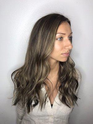 Color correction from over processed highlights to natural with a touch of balayage