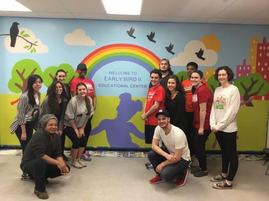 Thank you St. John's volunteers and professor for all your hard work with the school wall mural.