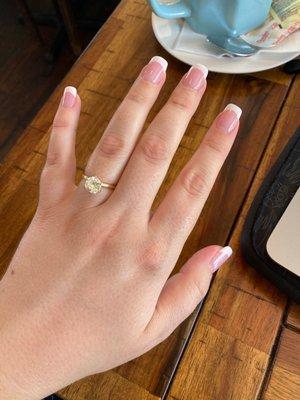 French manicure - tips with dip powder and shellac on top!