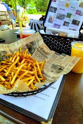 Booze and french fries on a lovely outdoor day -- enough said!