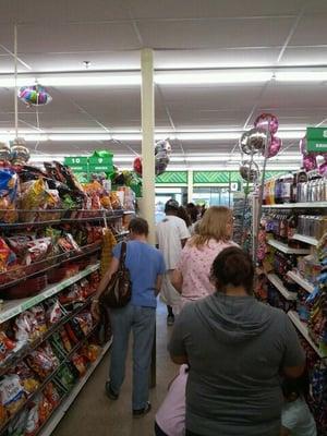 The line in the food aisle.