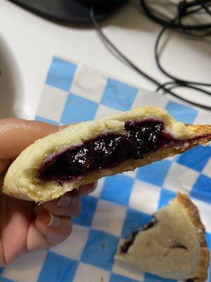 Inside of blueberry lemon pie