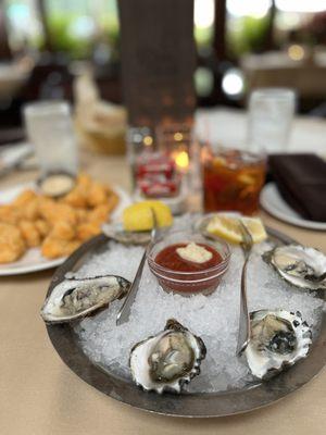 Oysters on the half shell and fried Sassy Cow' Cheese Curds