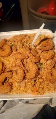 12 shrimp woth crawfish and shrimp fried rice