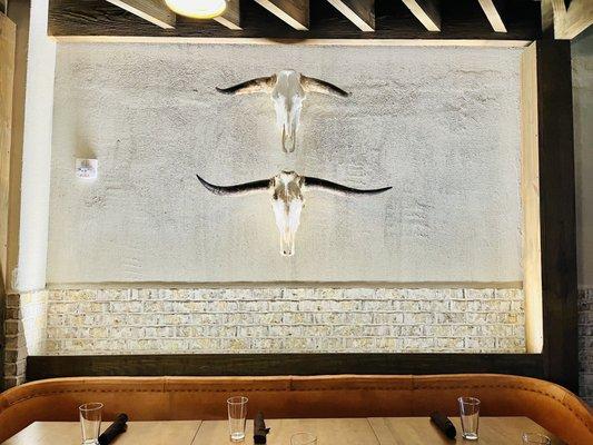 Cow Skulls- focal point in main dining room