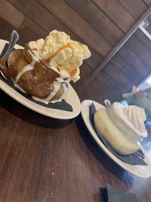 Desserts. Key lime and apple cobbler with ice cream