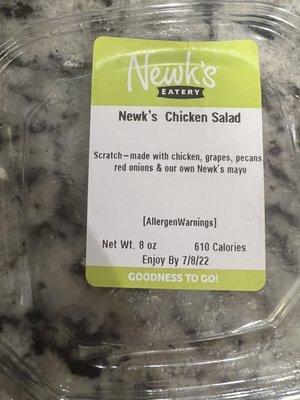 Grab and go label of chicken salad