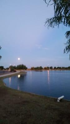 Calm lake at sunset