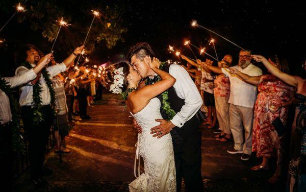 Sparkler send off for Jimmi and Keahu