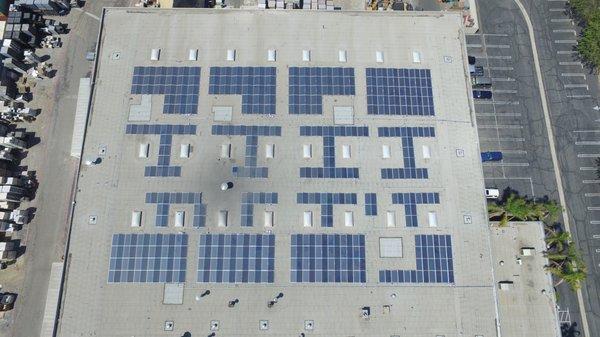 Large Solar Installation Commercial Flat Roof, Ballasted System