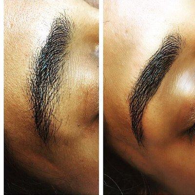 Before and after brow wax