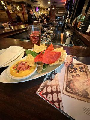 Happy Hour Chips & Dip w/ a Yuengling draft.