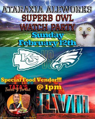 Join us for THE BIG GAME Sunday February 12th 2023 with our guest food vendor and brand new HAZY IPA Release!!!