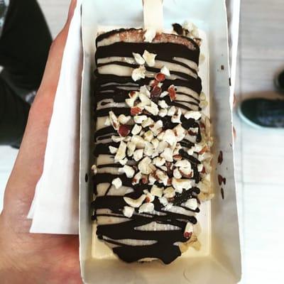 Ferro Roche flavored bar drizzled with chocolate and topped with hazelnuts. So delicious!