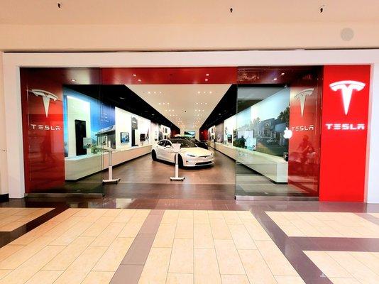 The Tesla showroom inside the Brea Mall