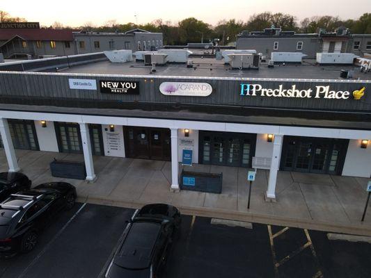 Front of Preckshot Pharmacy in Junction City Shopping Center.