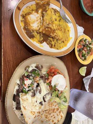 Fajita Quesadilla and cheese enchilada